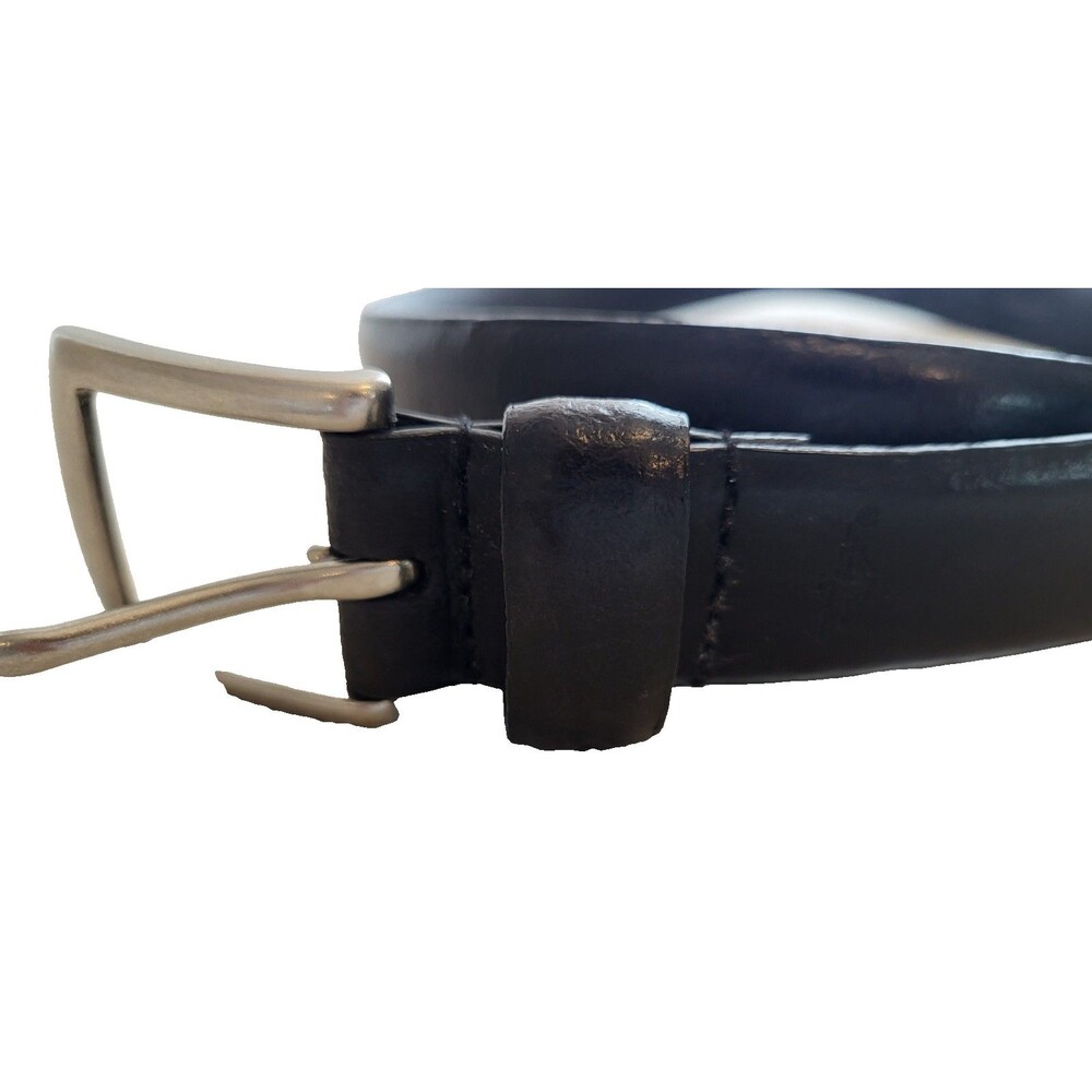 Dockers Men's M 32/80 Black Genuine Leather Belt Silver Tone Buckle VG Cond.